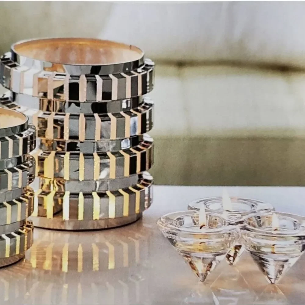 🩵Partylite Glass Diamond Tealight Trio Holder - Picture 3 of 8